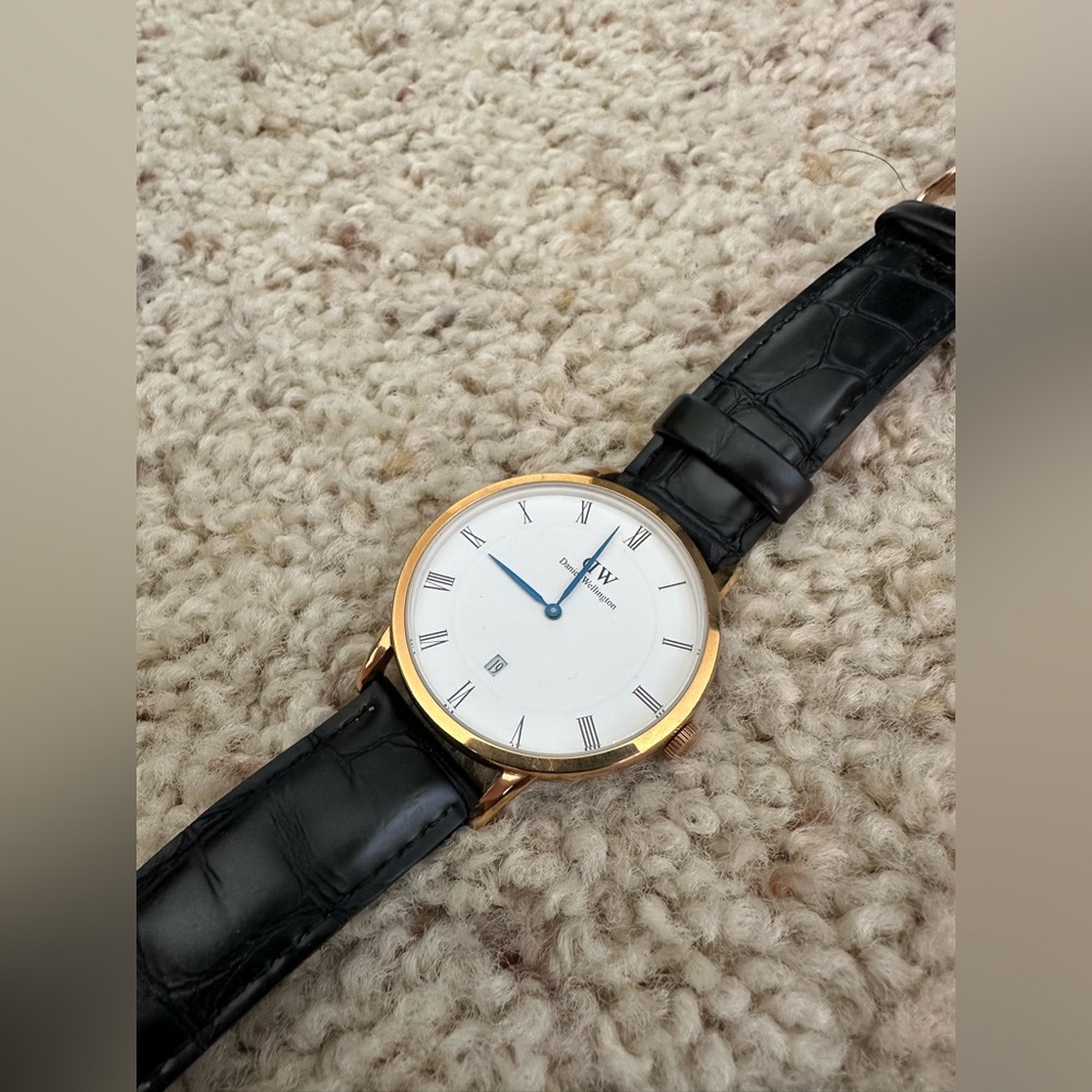 Daniel Wellington Gold and Black Leather Watch